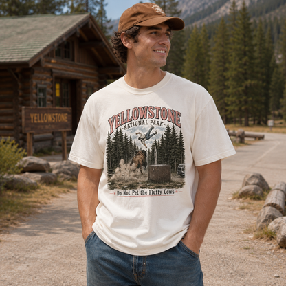 Do Not Pet the Fluffy Cows Unisex Cotton T-Shirt – Vintage Yellowstone Graphic Tee