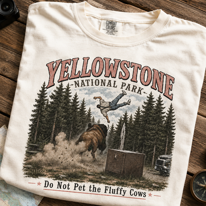 Do Not Pet the Fluffy Cows Unisex Cotton T-Shirt – Vintage Yellowstone Graphic Tee