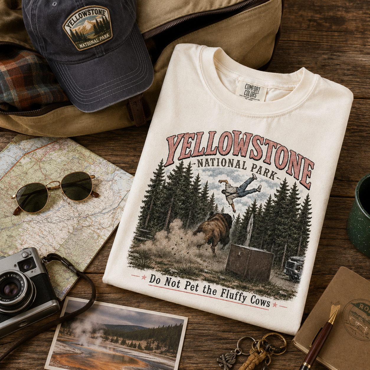Do Not Pet the Fluffy Cows Unisex Cotton T-Shirt – Vintage Yellowstone Graphic Tee