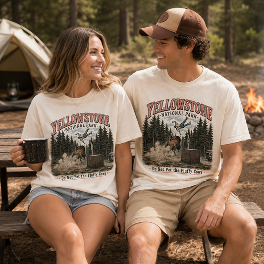 Do Not Pet the Fluffy Cows Unisex Cotton T-Shirt – Vintage Yellowstone Graphic Tee