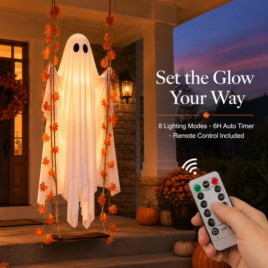 👻 The Viral 5FT Swinging Ghost – Light-Up Halloween Porch Decor 🎃✨