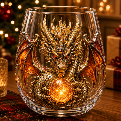 🐉✨ 3D Mythic Dragon Glass Cup – Luxury Whiskey Glass & Fantasy Gift 🎁