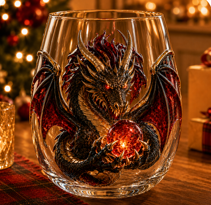 🐉✨ 3D Mythic Dragon Glass Cup – Luxury Whiskey Glass & Fantasy Gift 🎁