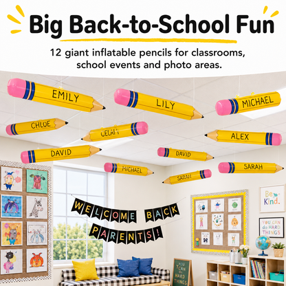 🔥 50K+ Sold! 12-Piece Giant Inflatable Pencil Set – Back-to-School Classroom Decor