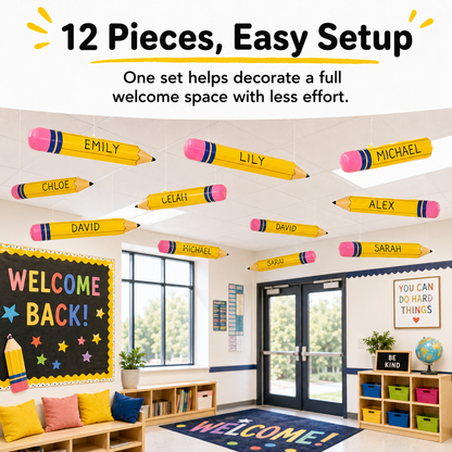 🔥 50K+ Sold! 12-Piece Giant Inflatable Pencil Set – Back-to-School Classroom Decor
