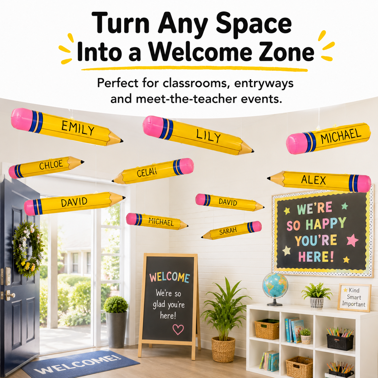 🔥 50K+ Sold! 12-Piece Giant Inflatable Pencil Set – Back-to-School Classroom Decor