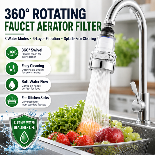 💧 360° Rotating Faucet Aerator – 3-Mode Kitchen Sink Filter