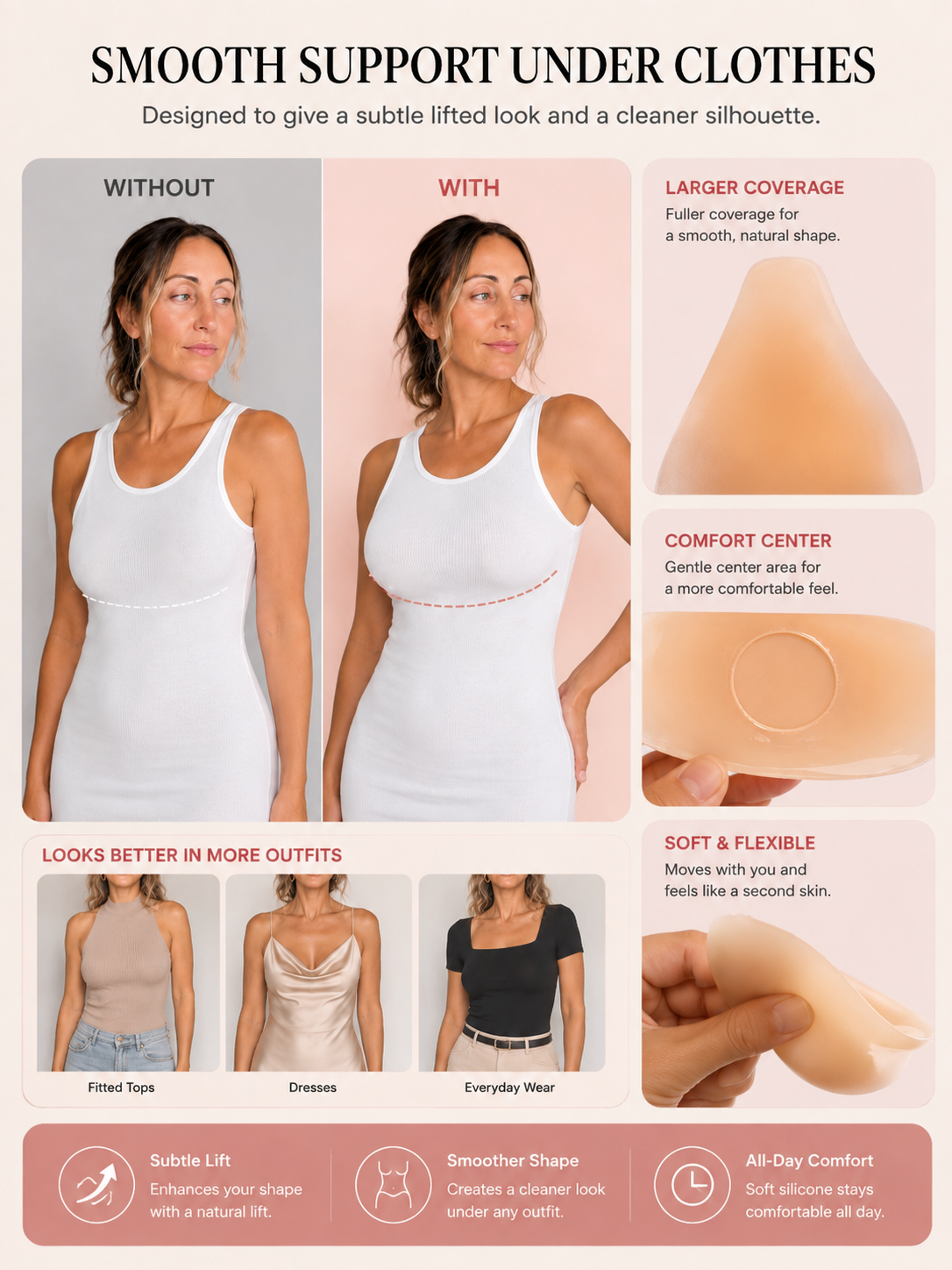 ✨ Reusable Silicone Lifting Covers – Invisible Natural Lift for Braless Outfits 💃