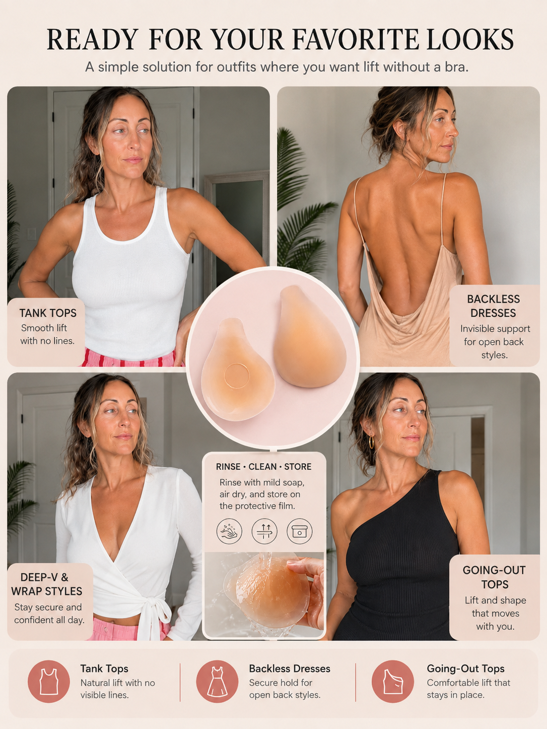 ✨ Reusable Silicone Lifting Covers – Invisible Natural Lift for Braless Outfits 💃
