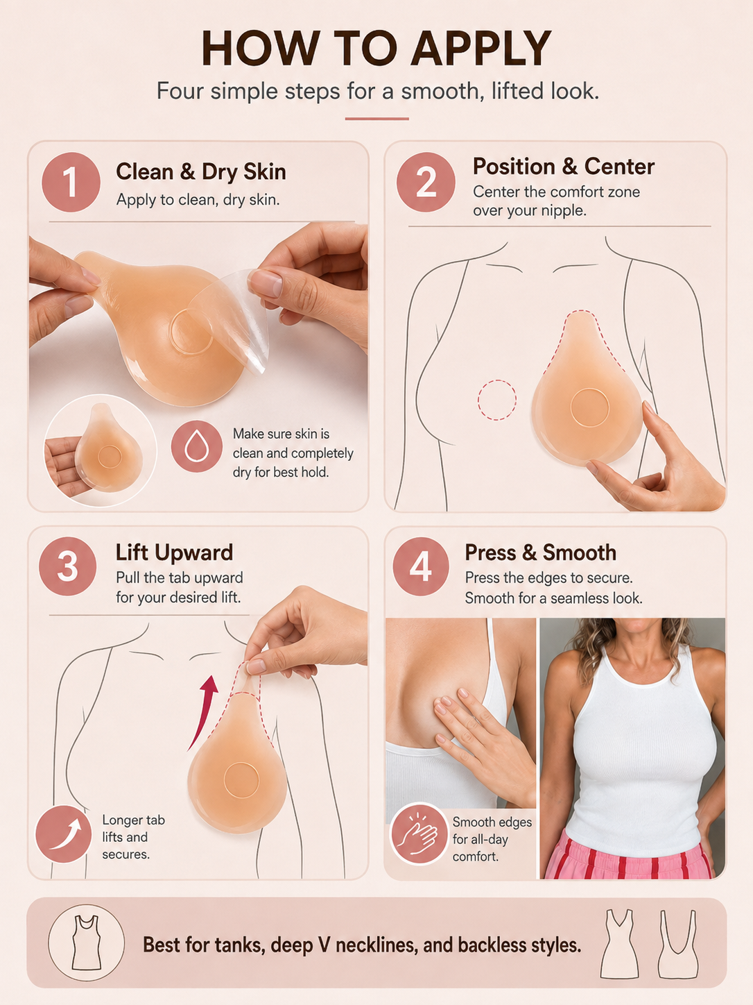 ✨ Reusable Silicone Lifting Covers – Invisible Natural Lift for Braless Outfits 💃