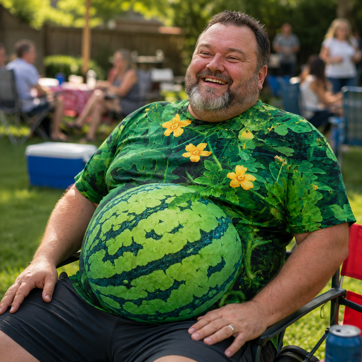 🍉 Funny 3D Watermelon Belly T-Shirt – Optical Illusion Summer Tee