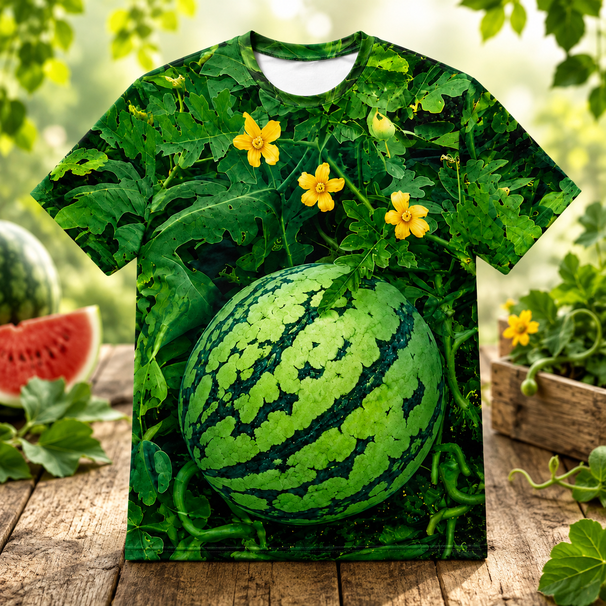 🍉 Funny 3D Watermelon Belly T-Shirt – Optical Illusion Summer Tee