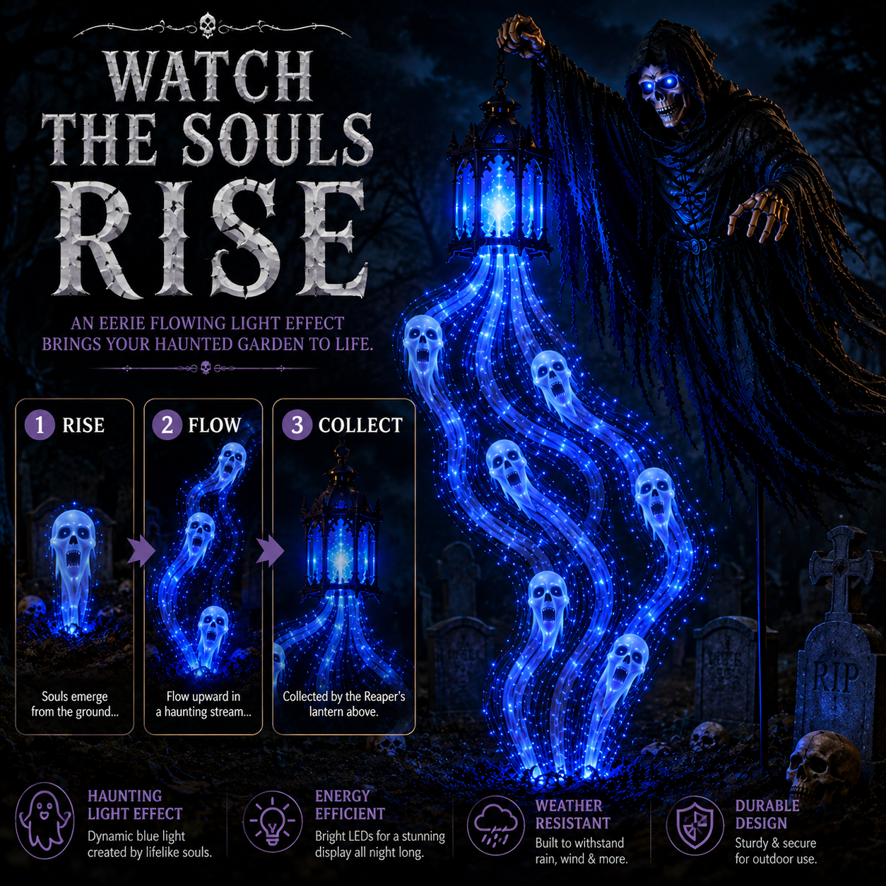 🎃 Today Only 49% OFF – 🎃 Halloween Soul Harvester Solar Garden Light – Rising Spirit Glow 👻