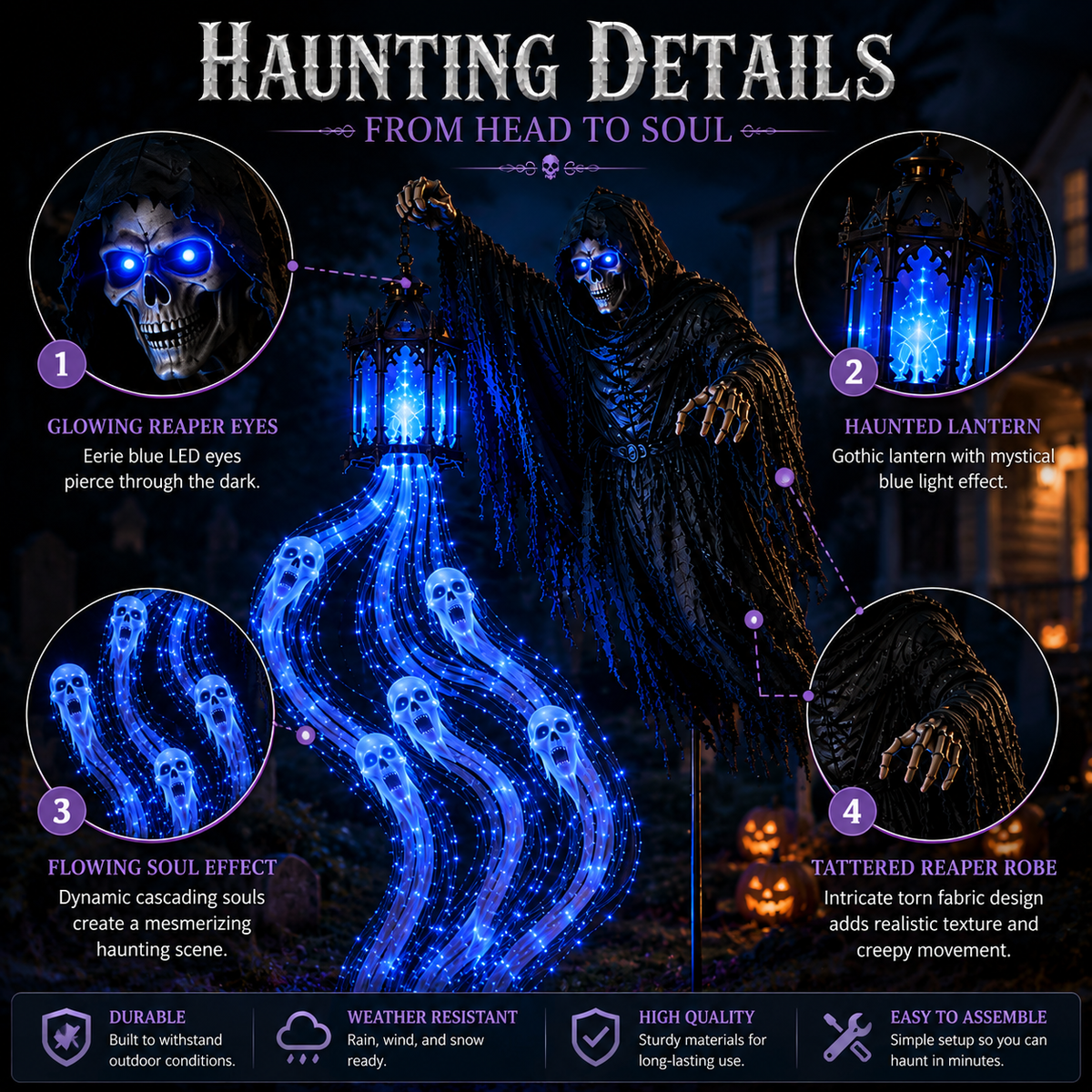 🎃 Today Only 49% OFF – 🎃 Halloween Soul Harvester Solar Garden Light – Rising Spirit Glow 👻