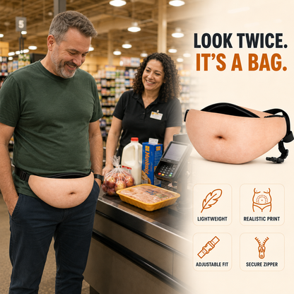 😂 3D Beer Belly Fanny Pack – Funny Waist Bag & Gag Gift 🎁