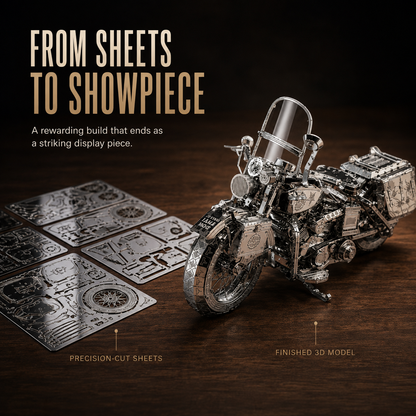 🔥 DIY Silver Motorcycle 3D Metal Model Kit
