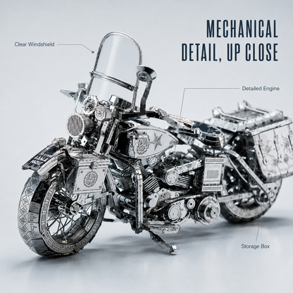 🔥 DIY Silver Motorcycle 3D Metal Model Kit