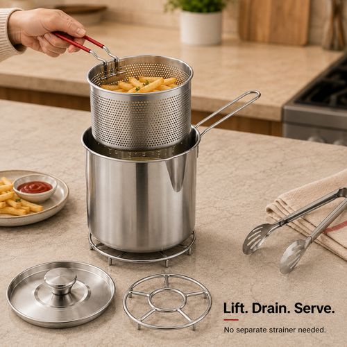 🍟 Personal Mini Deep Fryer Set with Lift-Out Basket
