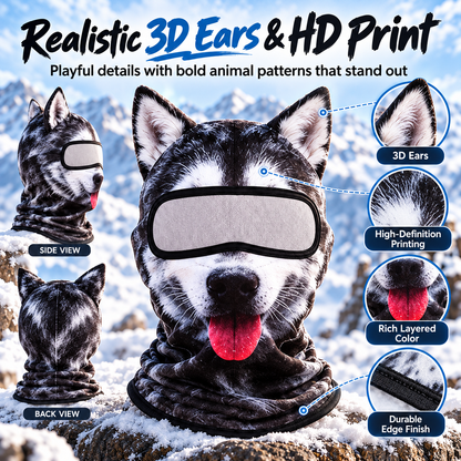 ✨3D Cat Ski Mask with Ears – Funny Windproof Balaclava for Skiing & Festivals