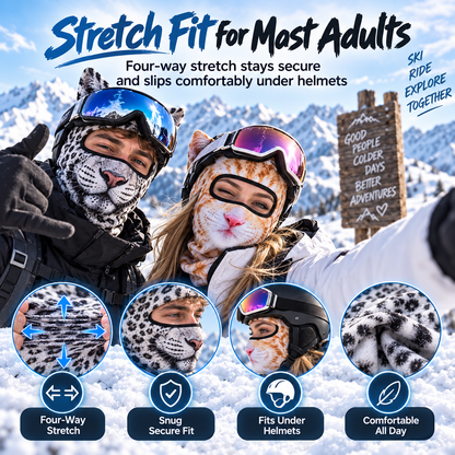 ✨3D Cat Ski Mask with Ears – Funny Windproof Balaclava for Skiing & Festivals