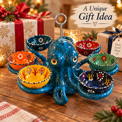 🐙 Handcrafted Octopus Decor with 6 Mini Dishes