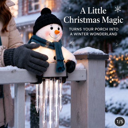 ☃️ WinterGlow Snowman Icicle Railing Light – Outdoor Christmas Porch Decor ✨