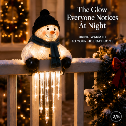 ☃️ WinterGlow Snowman Icicle Railing Light – Outdoor Christmas Porch Decor ✨