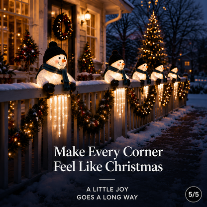 ☃️ WinterGlow Snowman Icicle Railing Light – Outdoor Christmas Porch Decor ✨