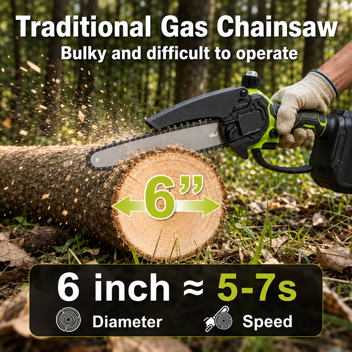 🌿 50% OFF 6-Inch Brushless Cordless Mini Chainsaw ⚡ Cut Faster & Easier