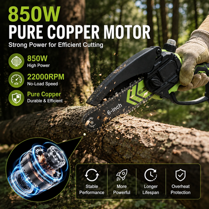 🌿 50% OFF 6-Inch Brushless Cordless Mini Chainsaw ⚡ Cut Faster & Easier