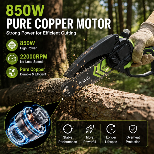 🌿 50% OFF 6-Inch Brushless Cordless Mini Chainsaw ⚡ Cut Faster & Easier
