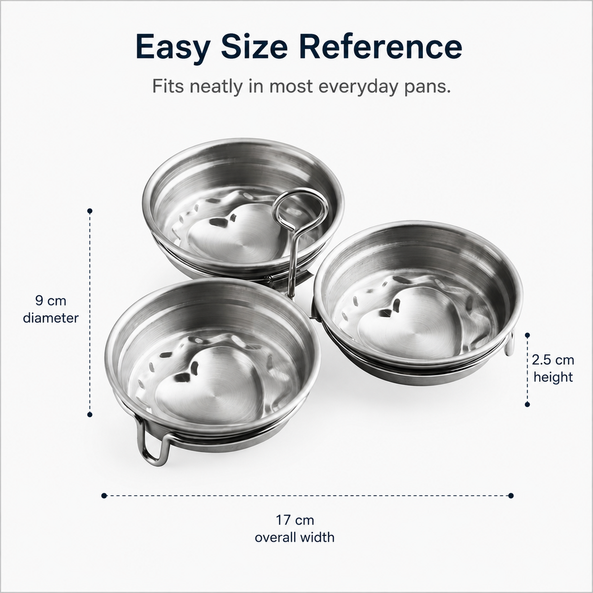 🍳 3-Cup Stainless Steel Egg Poacher – Egg Steamer Set