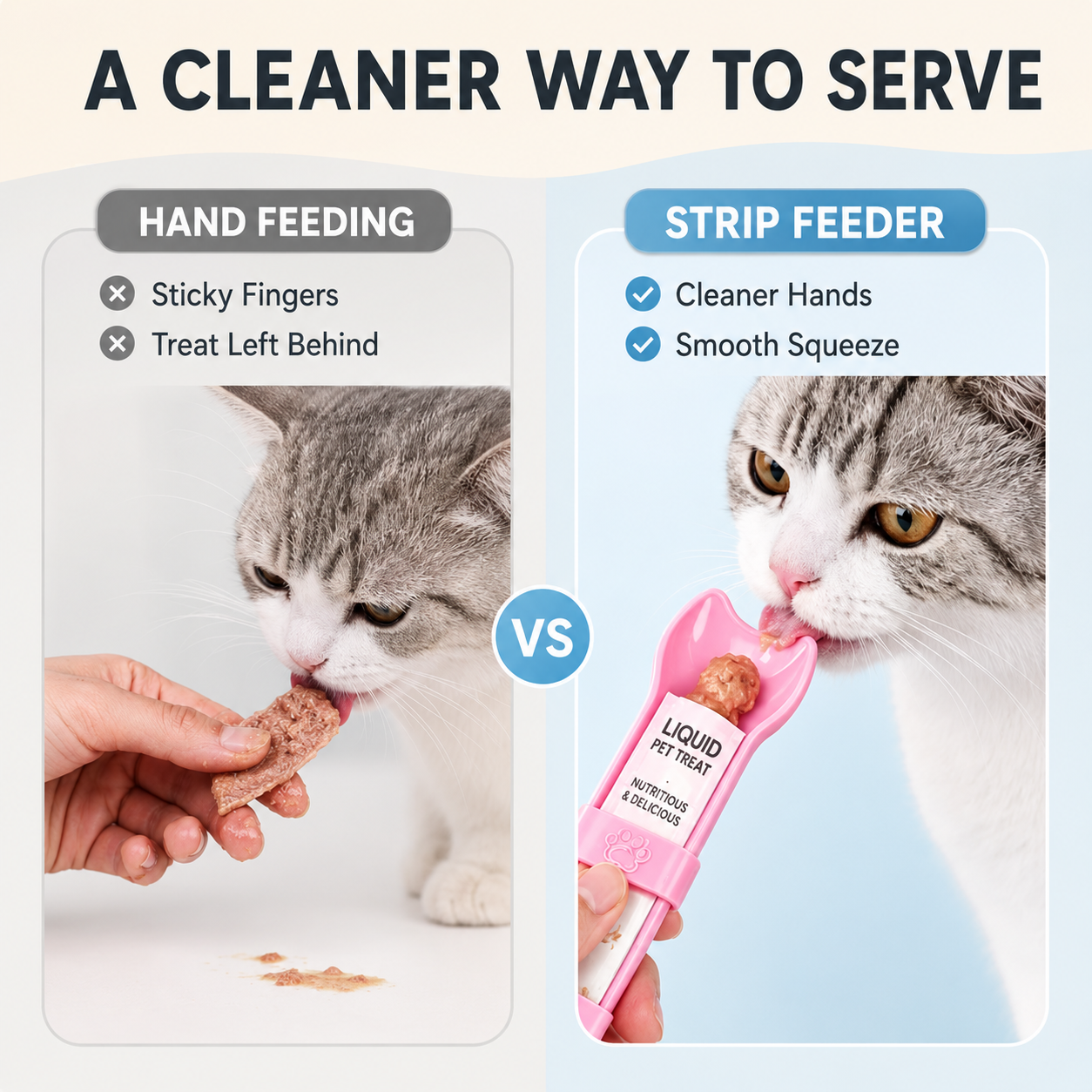 🐾 Cat Treat Tube Squeezer & Strip Feeder for Cleaner, Mess-Free Feeding