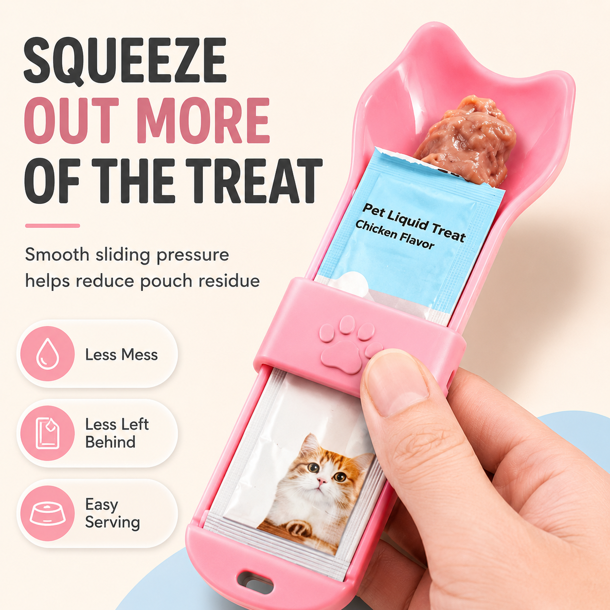 🐾 Cat Treat Tube Squeezer & Strip Feeder for Cleaner, Mess-Free Feeding
