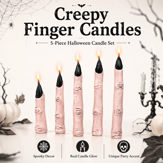 🕯️ Creepy Finger Candles 5-Piece Set – Halloween Table Decor & Spooky Party Accent 🎃