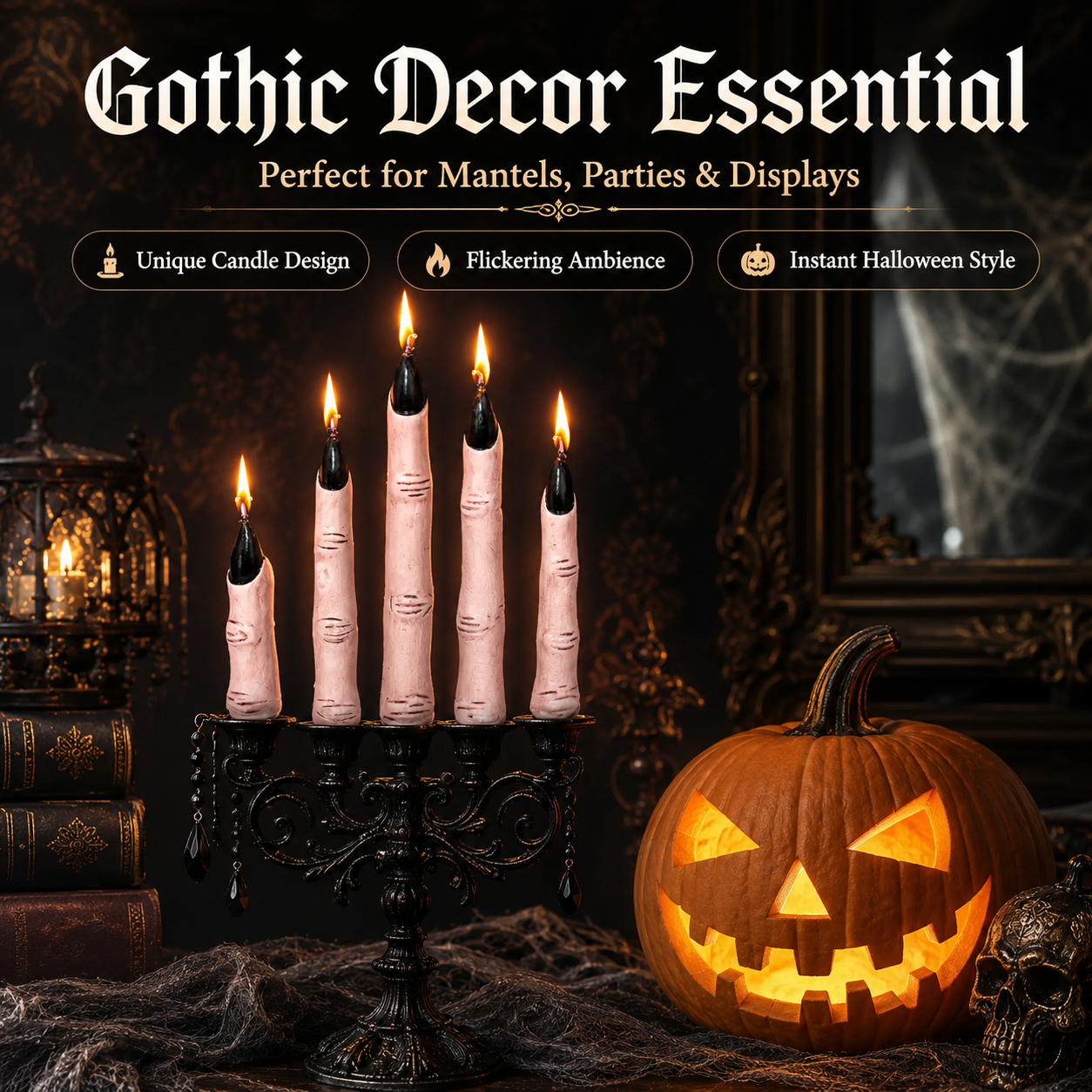 🕯️ Creepy Finger Candles 5-Piece Set – Halloween Table Decor & Spooky Party Accent 🎃