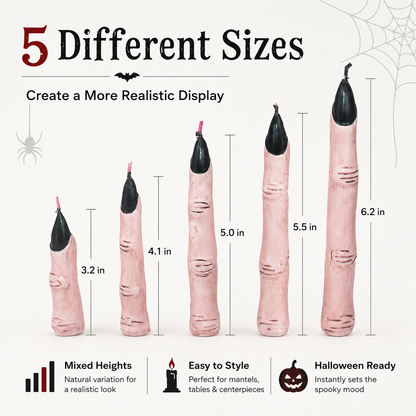 🕯️ Creepy Finger Candles 5-Piece Set – Halloween Table Decor & Spooky Party Accent 🎃