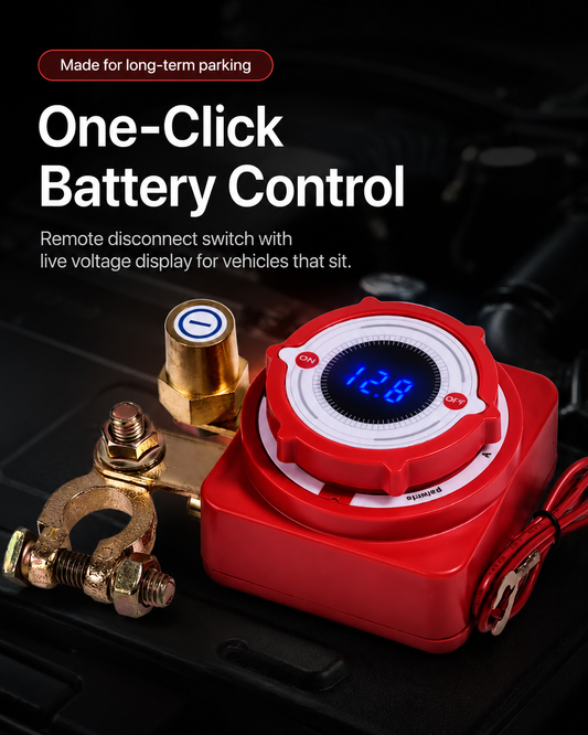 🔋 Smart Remote Battery Disconnect Switch – Voltage Display & Dual Key Fobs