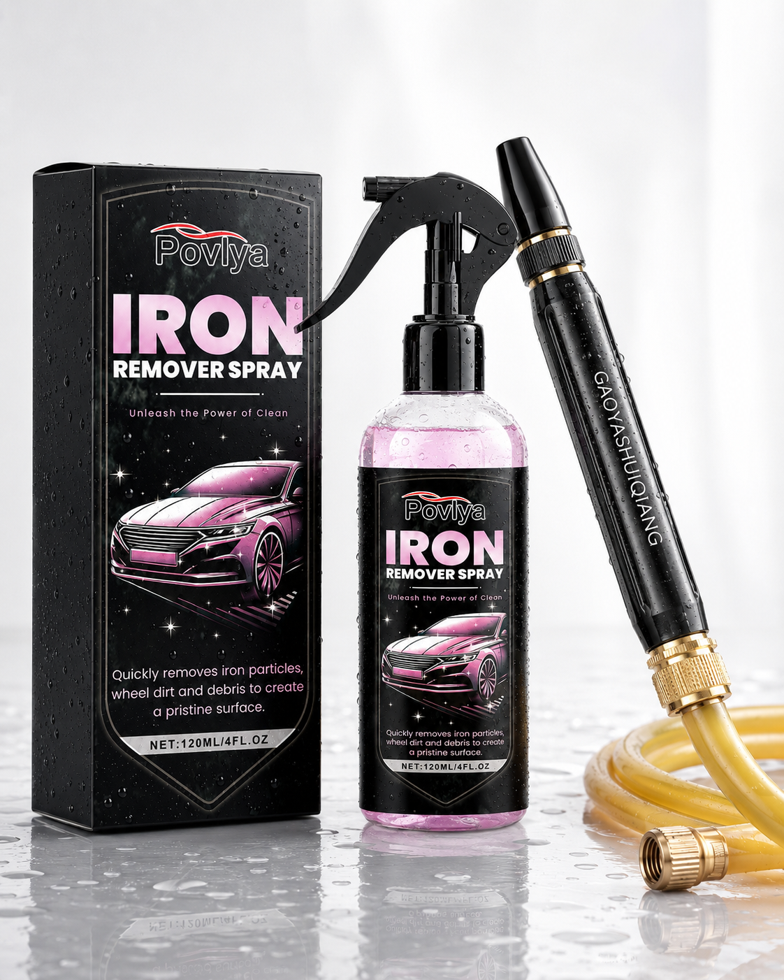 2-in-1 Car Rust Removal Kit – Rust Remover Spray with High-Pressure Water Gun