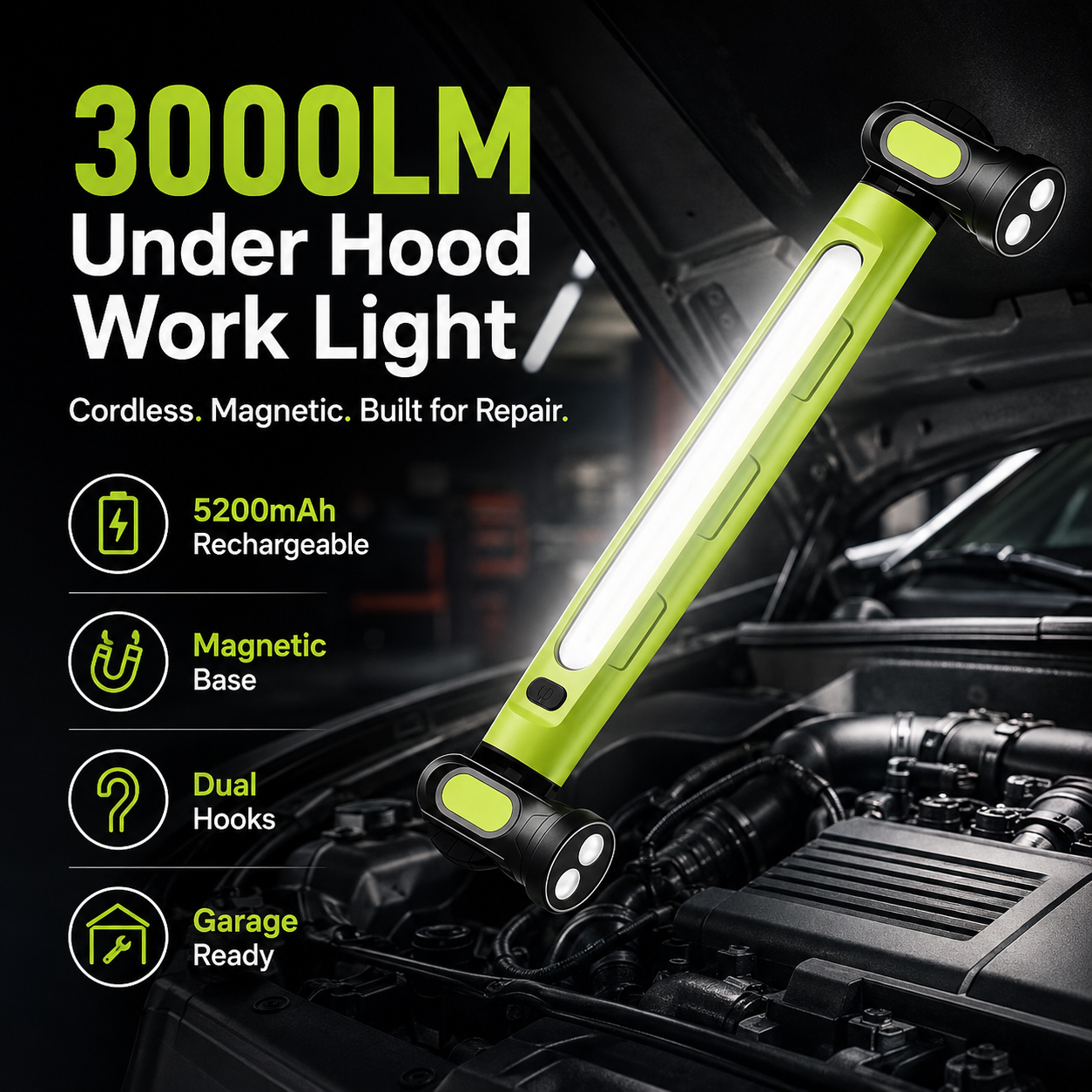 🔧FATHER'S DAY SALE 50% OFF💡 3000LM Cordless Under Hood Work Light
