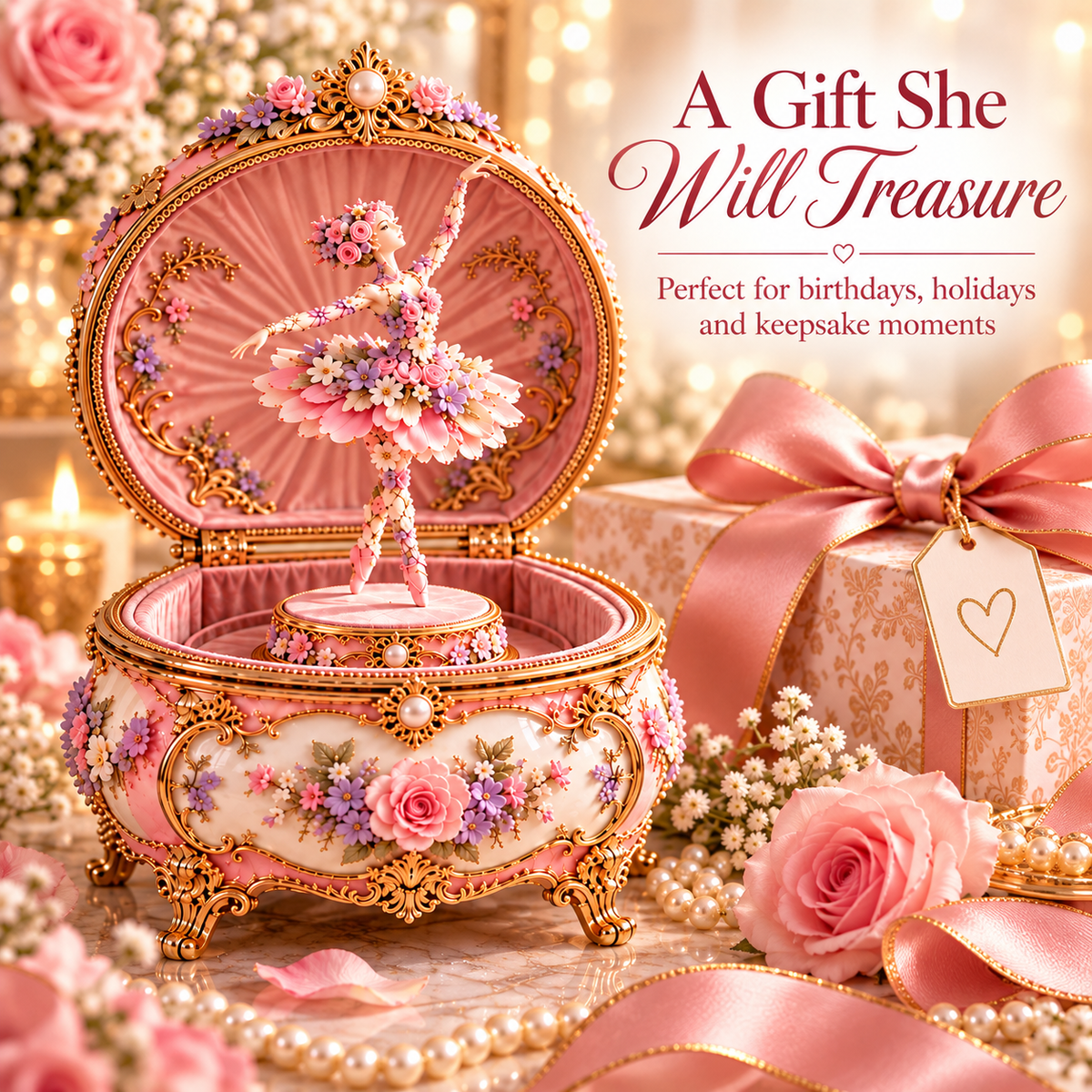 🌸🦋 50% OFF Floral Ballerina Music Box – A Romantic Keepsake With a Magical Butterfly Reveal