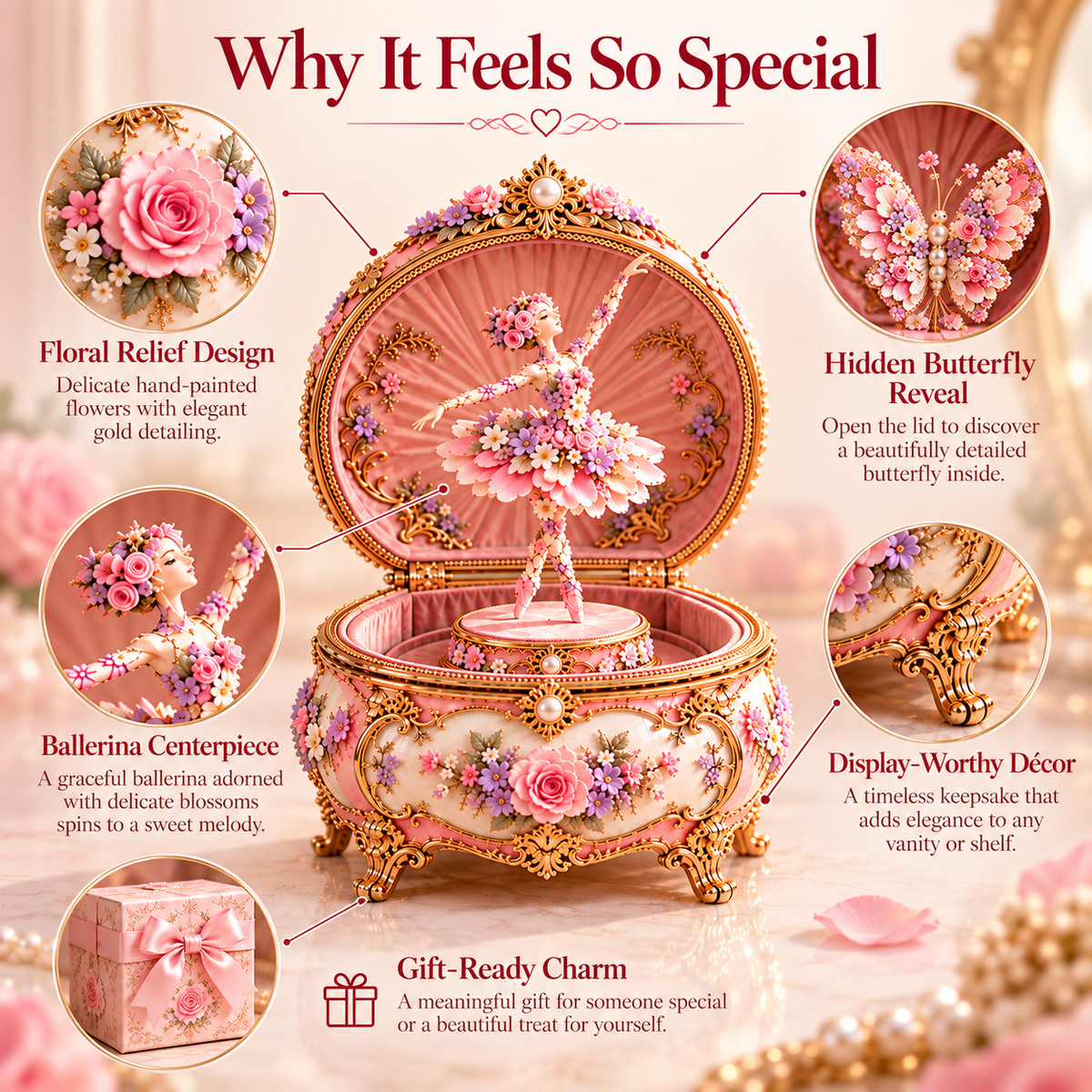 🌸🦋 50% OFF Floral Ballerina Music Box – A Romantic Keepsake With a Magical Butterfly Reveal