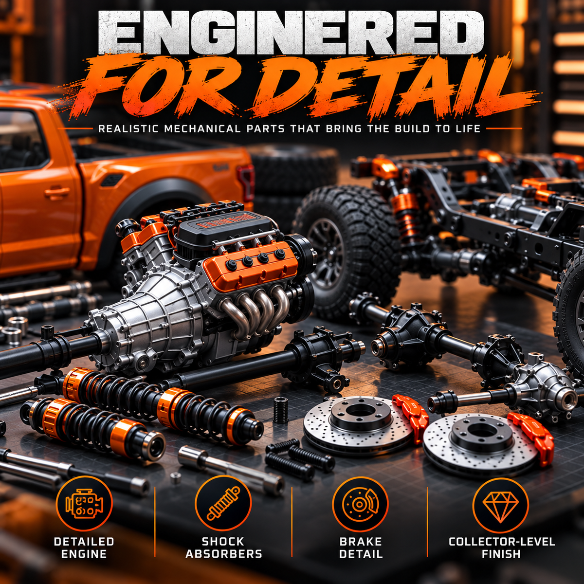 🔥🚙 DIY Off-Road Pickup Truck Model Kit – Build Your Own Detailed Display Truck
