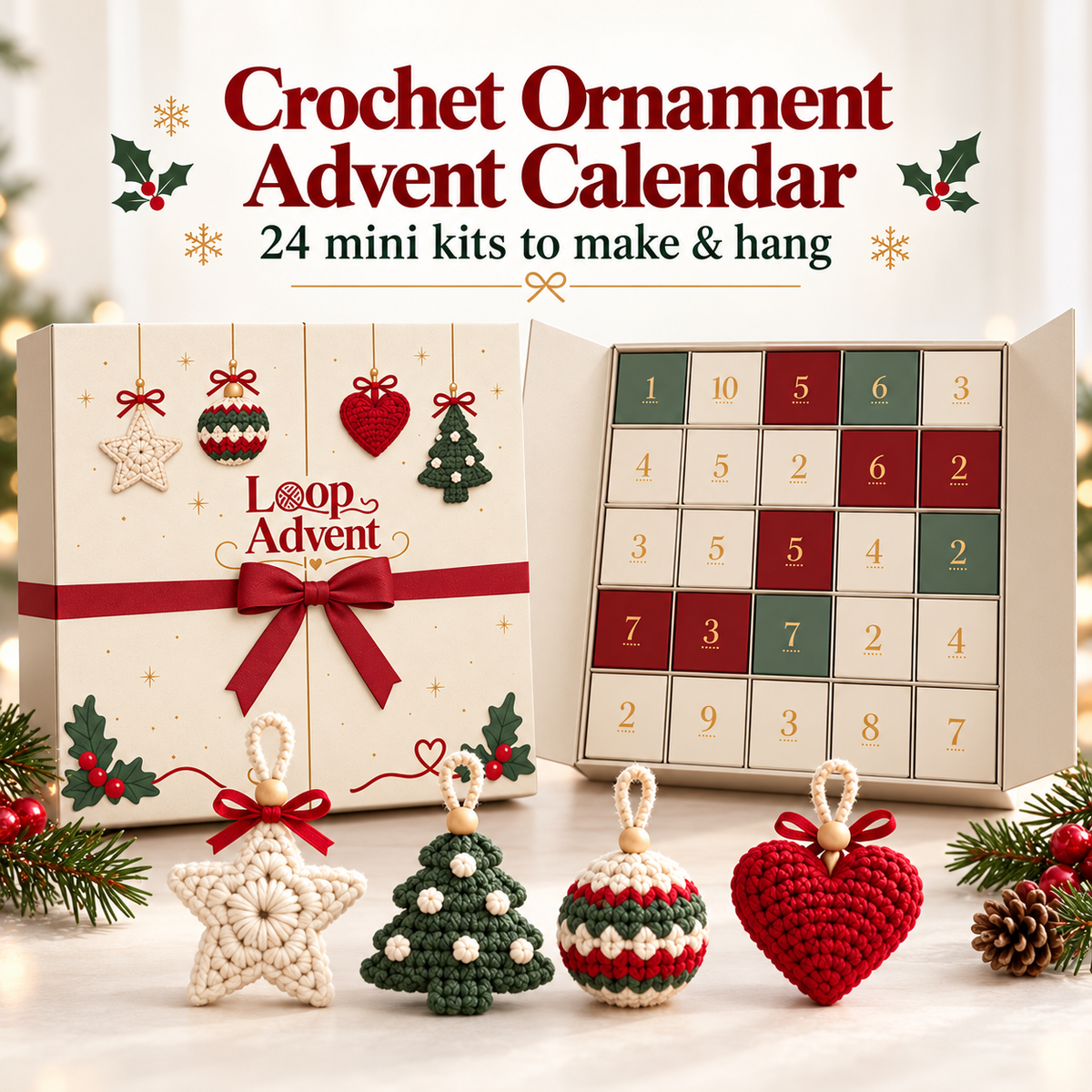 🎄 24-Day Crochet Christmas Advent Calendar – A New DIY Ornament Every Day🧶