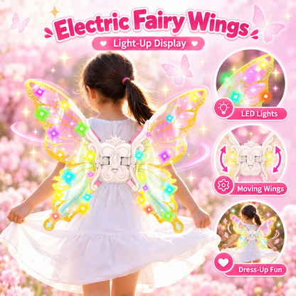🦋 Electric Light Up Butterfly Wings - Moving LED Fairy Wings for Kids Costume 🧚‍♀️