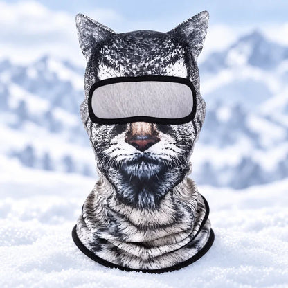 ✨3D Cat Ski Mask with Ears – Funny Windproof Balaclava for Skiing & Festivals