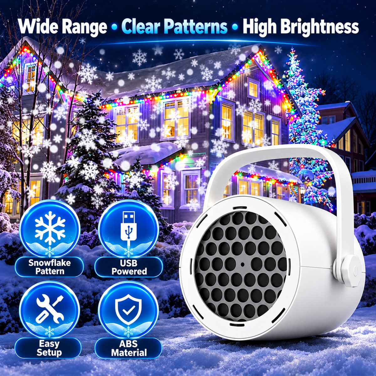 🎄 Christmas Projector Light with USB Power & Holiday Patterns ✨
