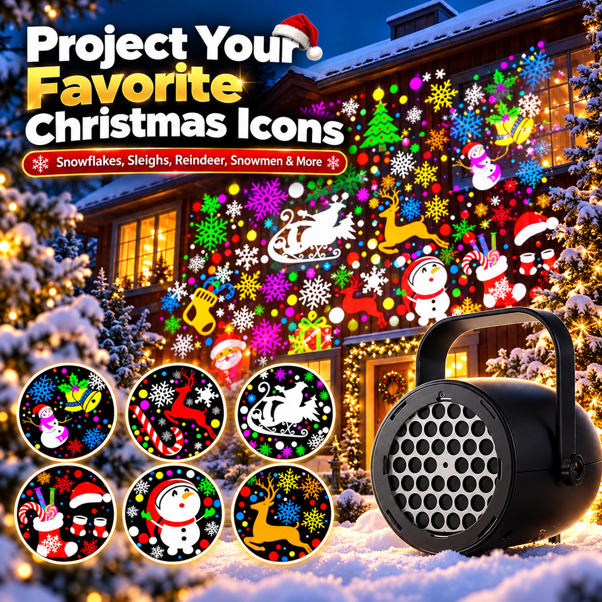 🎄 Christmas Projector Light with USB Power & Holiday Patterns ✨