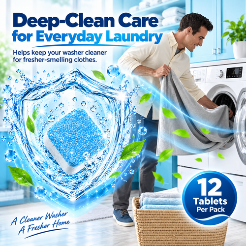 🫧 Washing Machine Cleaner Tablets – 12-Pack Deep Cleaning Tablets