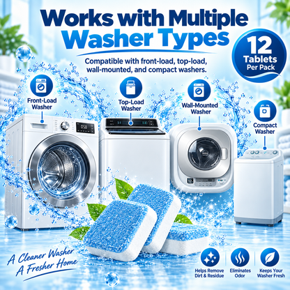 🫧 Washing Machine Cleaner Tablets – 12-Pack Deep Cleaning Tablets